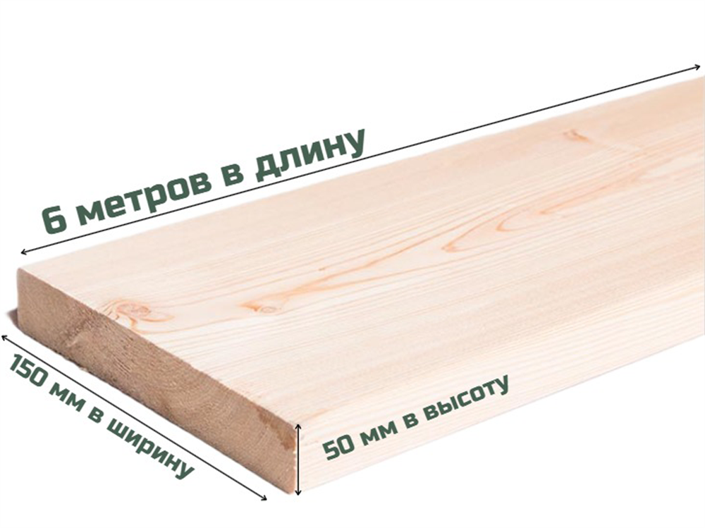 Доска обрезная 6*150*50мм.