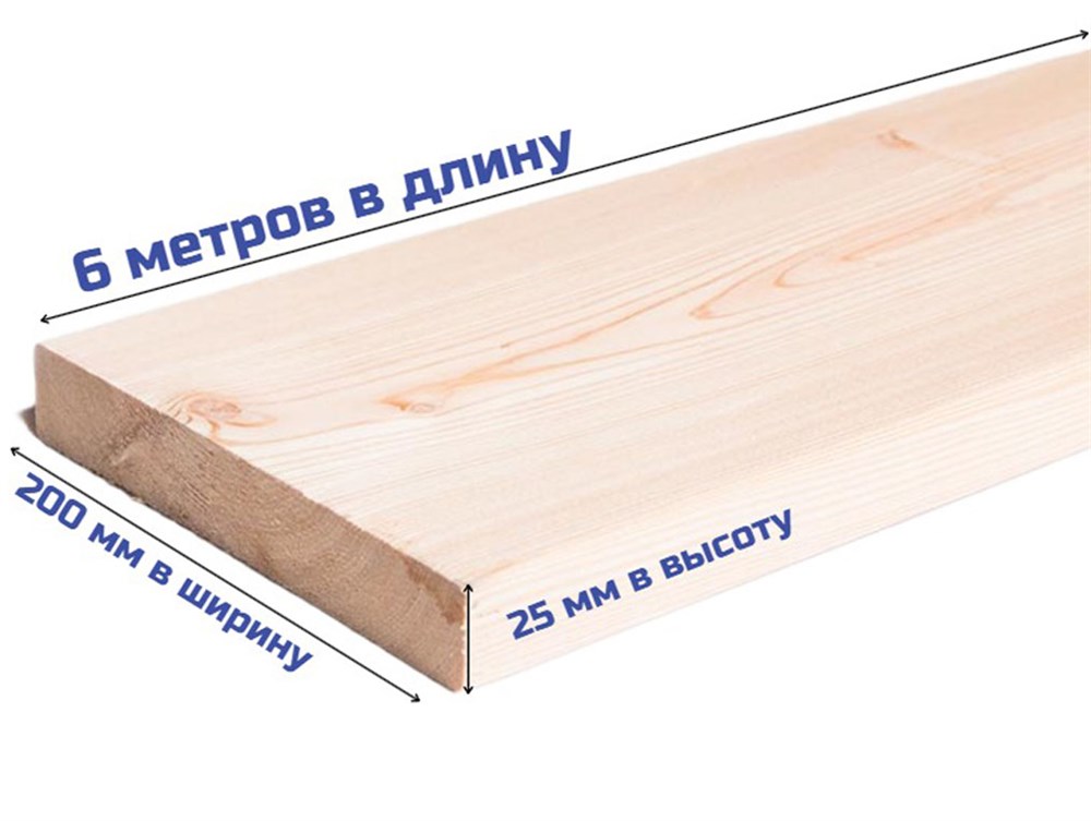 Доска обрезная 6*200*25мм.