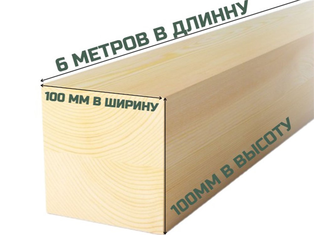 Брус обрезной 6*100*100мм.