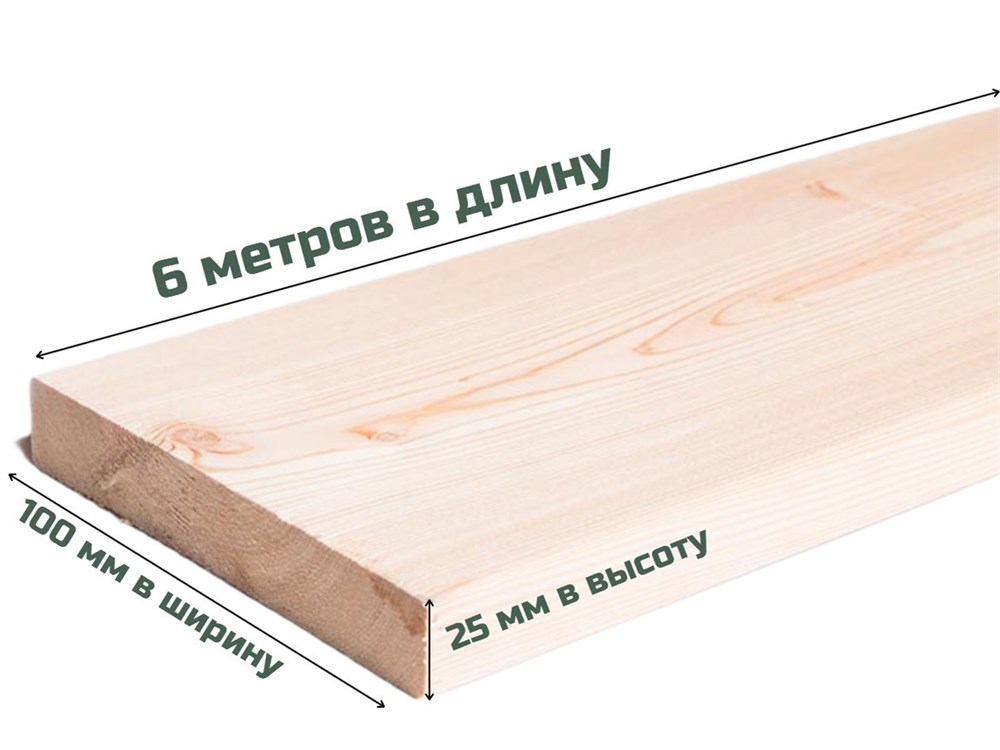 Доска обрезная 6*100*25мм.