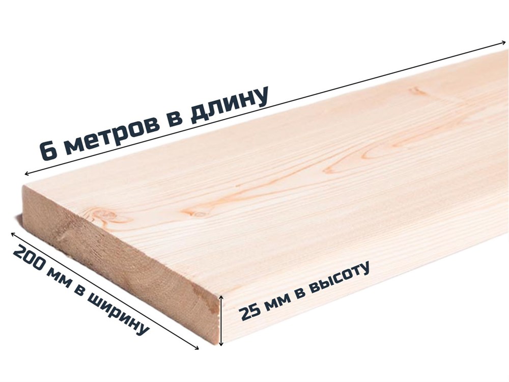Доска обрезная 6*200*25мм.