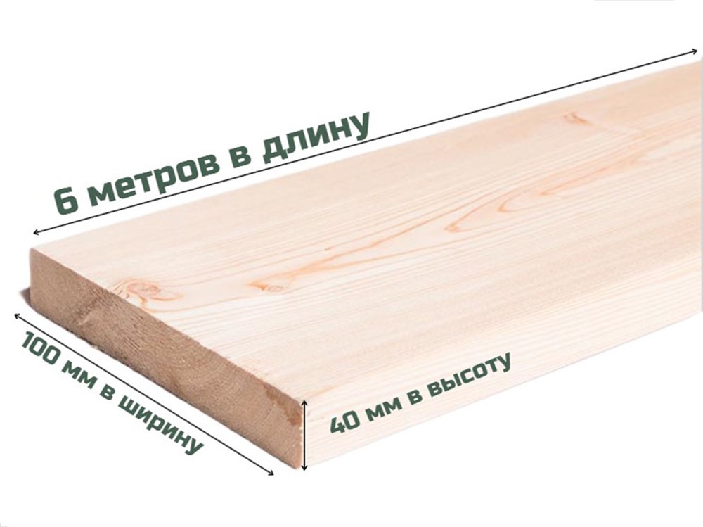 Доска обрезная 6*100*40мм.